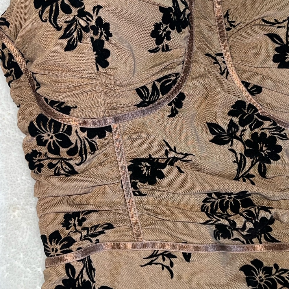 Floral Black and Tan Dress